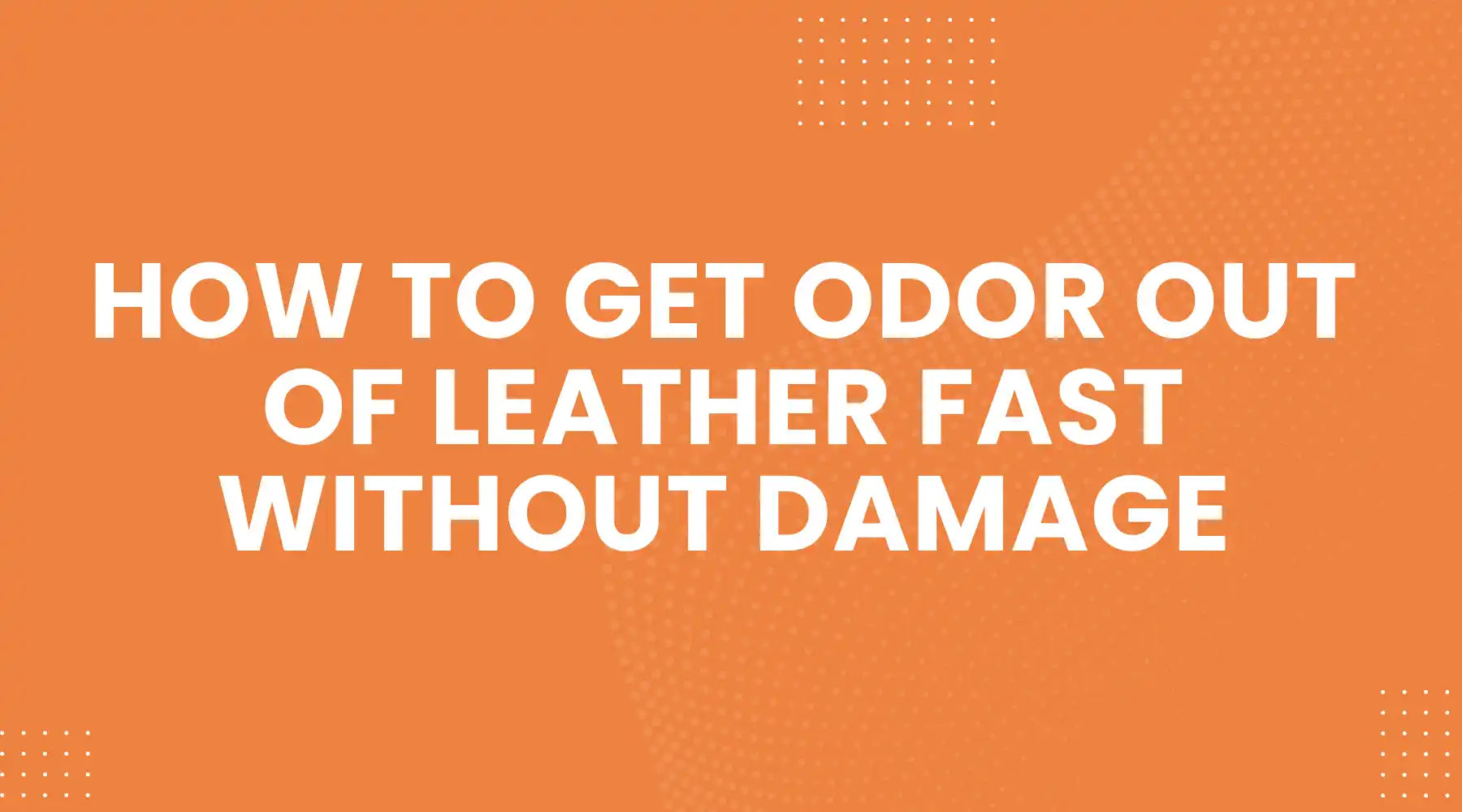 How to Get Odor Out of Leather Fast Without Damage
