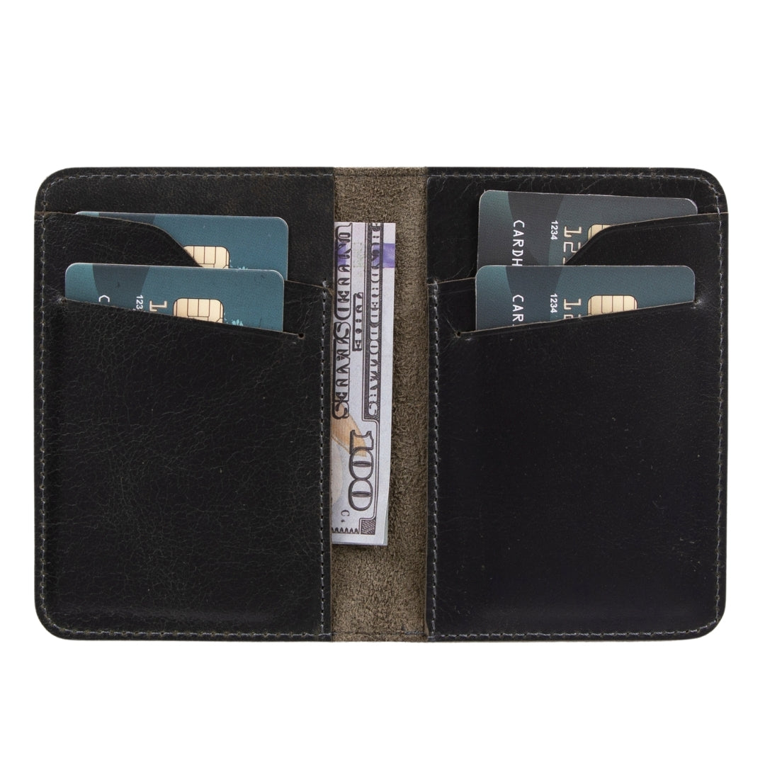 Leather Card Holder – Minimalist Slim Bifold Wallet for Men & Women (Matteo)