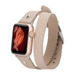 Hector Double Tour Leather Apple Watch Band with Silver Trok