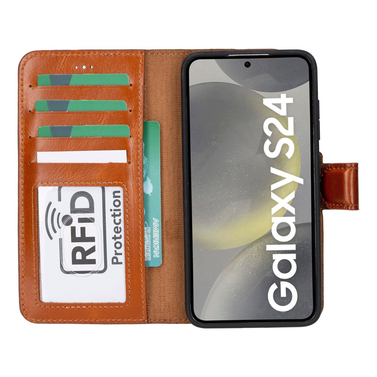 Leather Wallet Case for Samsung Galaxy S24, Plus & Ultra | RFID Blocking, Card Holder, Wireless Charging Compatible (Sylvara)