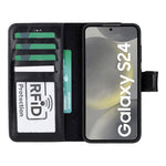 Leather Wallet Case for Samsung Galaxy S24, Plus & Ultra | RFID Blocking, Card Holder, Wireless Charging Compatible (Sylvara)