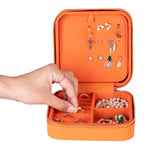 Leather Jewelry Organizer, Travel-Friendly Genuine Leather Storage Box with Velvet Lining (Celeste)