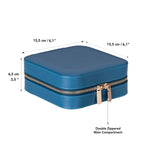 Leather Jewelry Organizer, Travel-Friendly Genuine Leather Storage Box with Velvet Lining (Celeste)