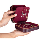 Leather Jewelry Organizer, Travel-Friendly Genuine Leather Storage Box with Velvet Lining (Celeste)