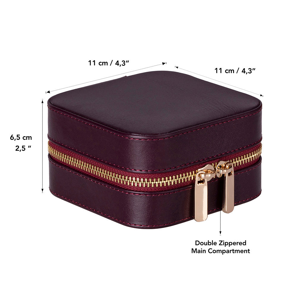 Leather Jewelry Organizer, Travel-Friendly Genuine Leather Storage Box with Velvet Lining (Celeste)