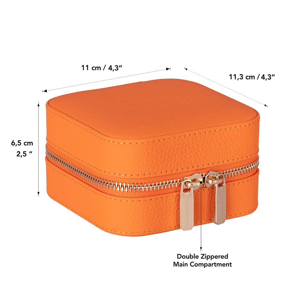 Leather Jewelry Organizer, Travel-Friendly Genuine Leather Storage Box with Velvet Lining (Celeste)