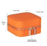 Leather Jewelry Organizer, Travel-Friendly Genuine Leather Storage Box with Velvet Lining (Celeste)