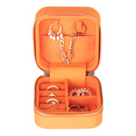 Leather Jewelry Organizer, Travel-Friendly Genuine Leather Storage Box with Velvet Lining (Celeste)