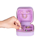 Leather Jewelry Organizer, Travel-Friendly Genuine Leather Storage Box with Velvet Lining (Celeste)