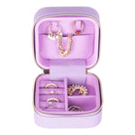 Leather Jewelry Organizer, Travel-Friendly Genuine Leather Storage Box with Velvet Lining (Celeste)