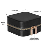 Leather Jewelry Organizer, Travel-Friendly Genuine Leather Storage Box with Velvet Lining (Celeste)
