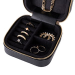 Leather Jewelry Organizer, Travel-Friendly Genuine Leather Storage Box with Velvet Lining (Celeste)