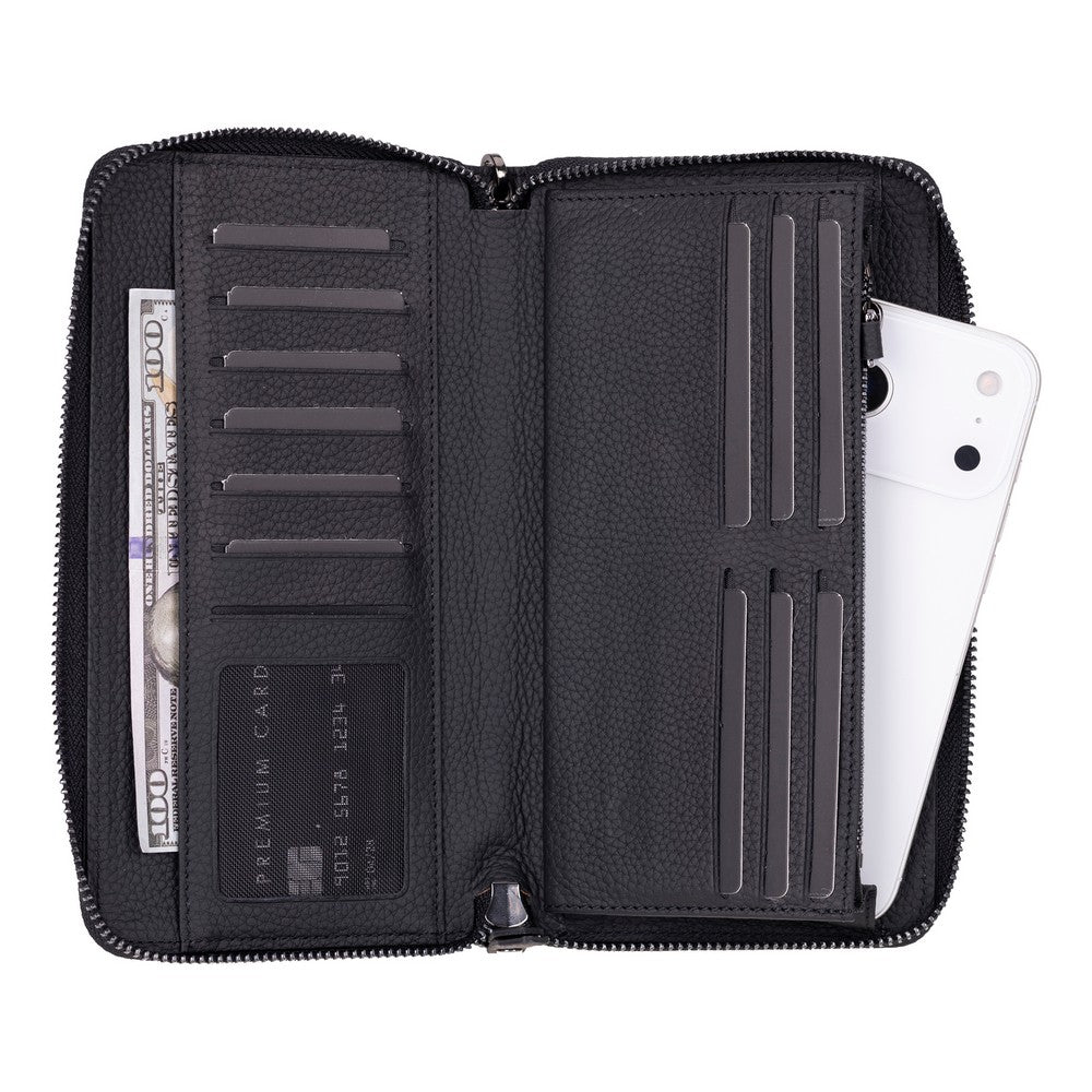 Genuine Leather Travel Wallet | Phone Holder, 12 Card Slots (Branford)