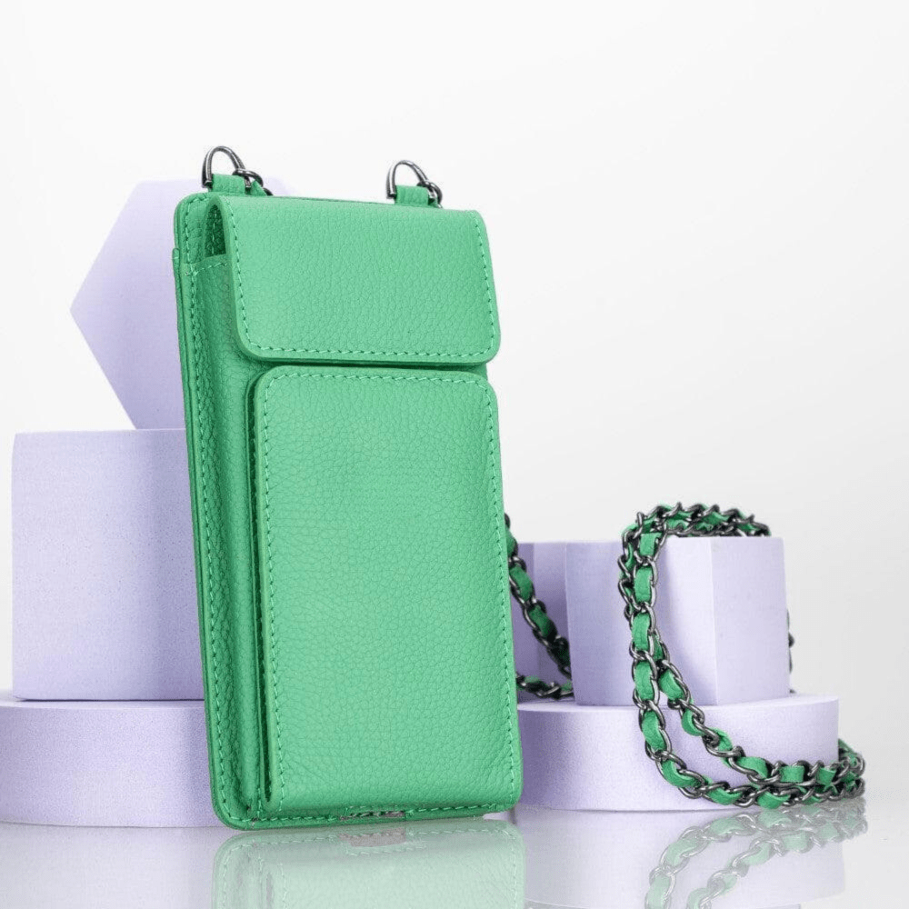 Handmade Leather Wallet Phone Case Crossbody Bag with Chain (Cadenza)