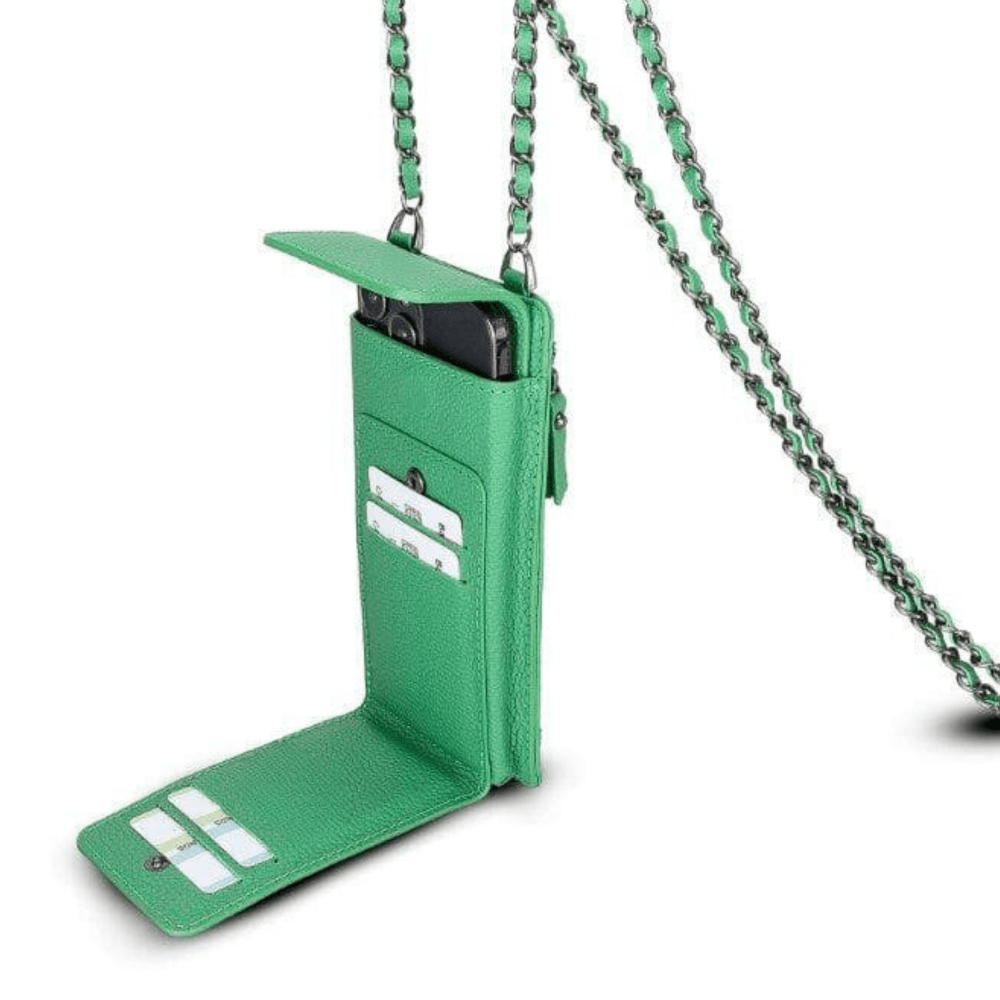 Handmade Leather Wallet Phone Case Crossbody Bag with Chain (Cadenza)