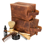 Genuine Leather Dopp Kit, Men's & Women's Toiletry Bag, Travel Organizer, Shaving Bag (Rhett)