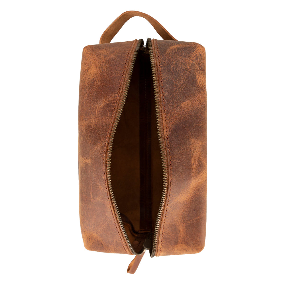 Genuine Leather Dopp Kit, Men's & Women's Toiletry Bag, Travel Organizer, Shaving Bag (Rhett)