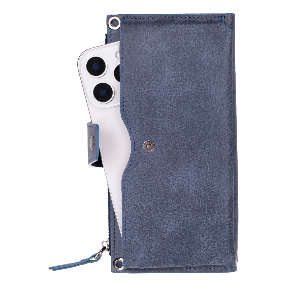 Crossbody Leather Wallet – with Phone Compartment, Card Slots & Shoulder Strap (Calista)