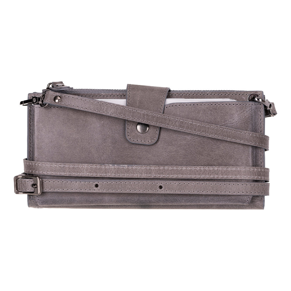 Crossbody Leather Wallet – with Phone Compartment, Card Slots & Shoulder Strap (Calista)