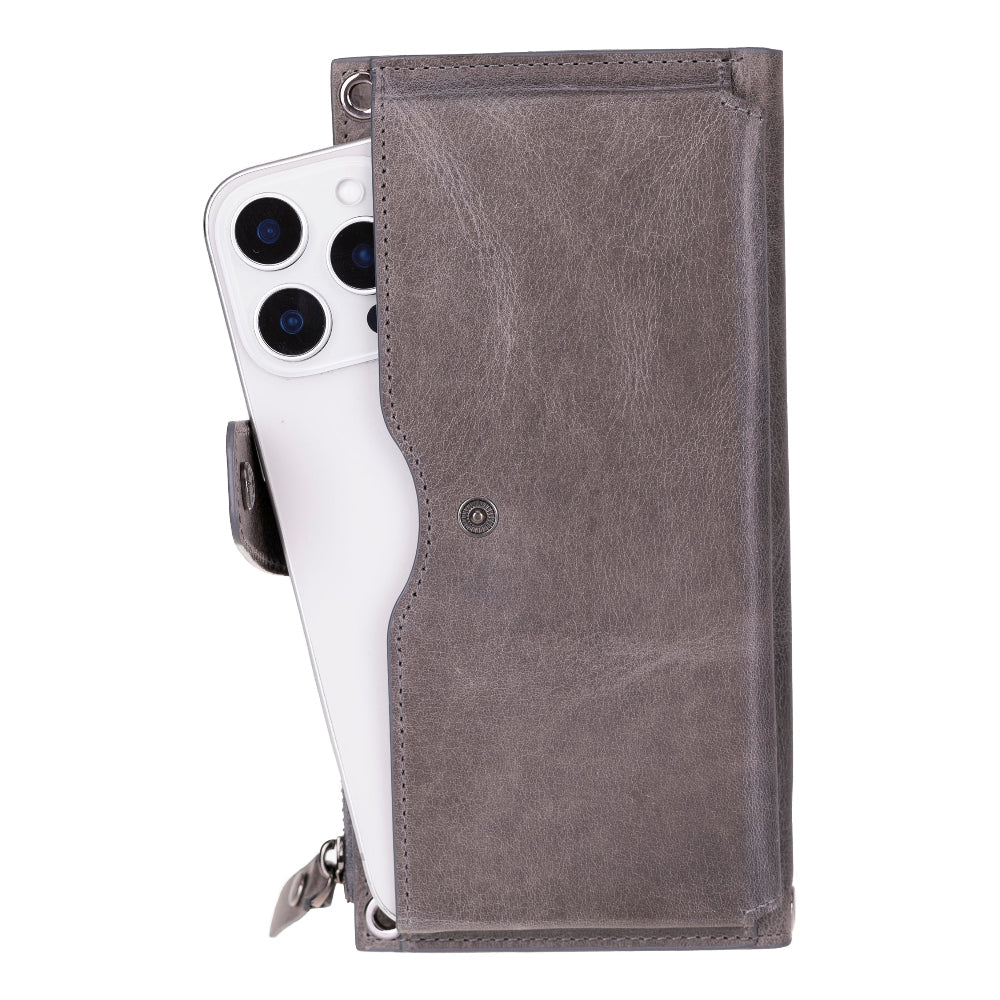 Crossbody Leather Wallet – with Phone Compartment, Card Slots & Shoulder Strap (Calista)