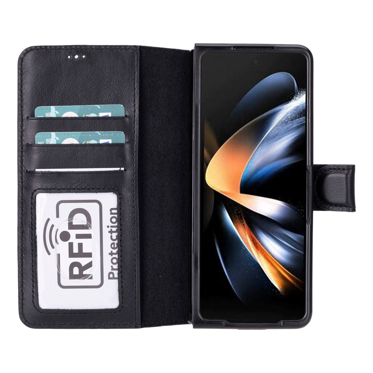 Handcrafted Leather Wallet Case, RFID Blocking, Samsung Galaxy Z Fold 5 (Rune)