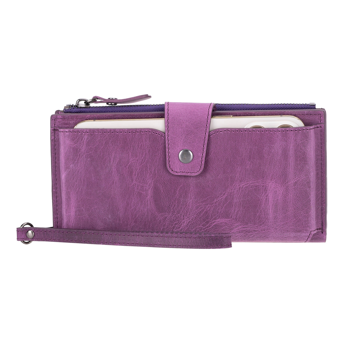 Hanger Leather Wallet – with Phone Compartment, Card Slots & Coin Pocket (Calista)