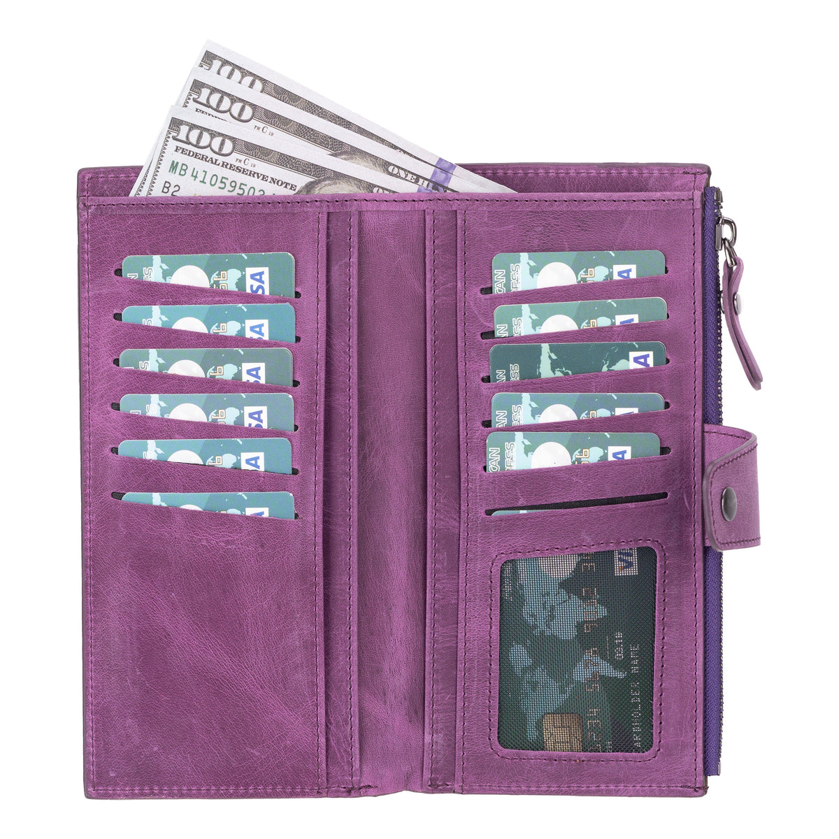 Hanger Leather Wallet – with Phone Compartment, Card Slots & Coin Pocket (Calista)