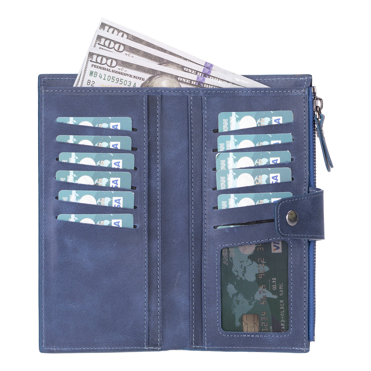 Hanger Leather Wallet – with Phone Compartment, Card Slots & Coin Pocket (Calista)