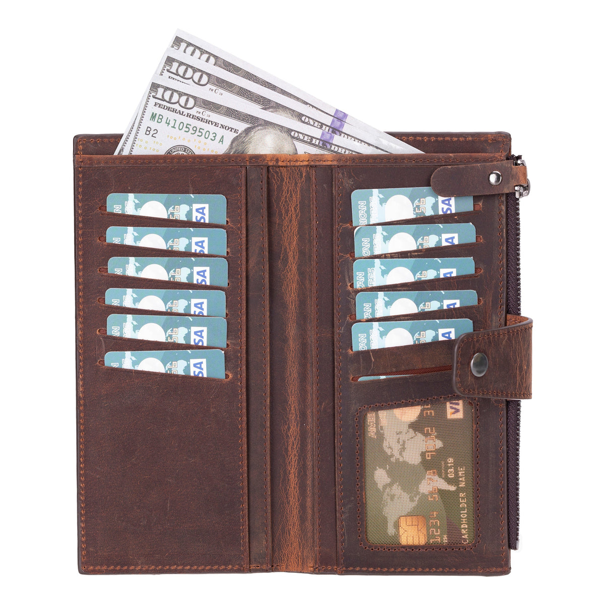 Hanger Leather Wallet – with Phone Compartment, Card Slots & Coin Pocket (Calista)