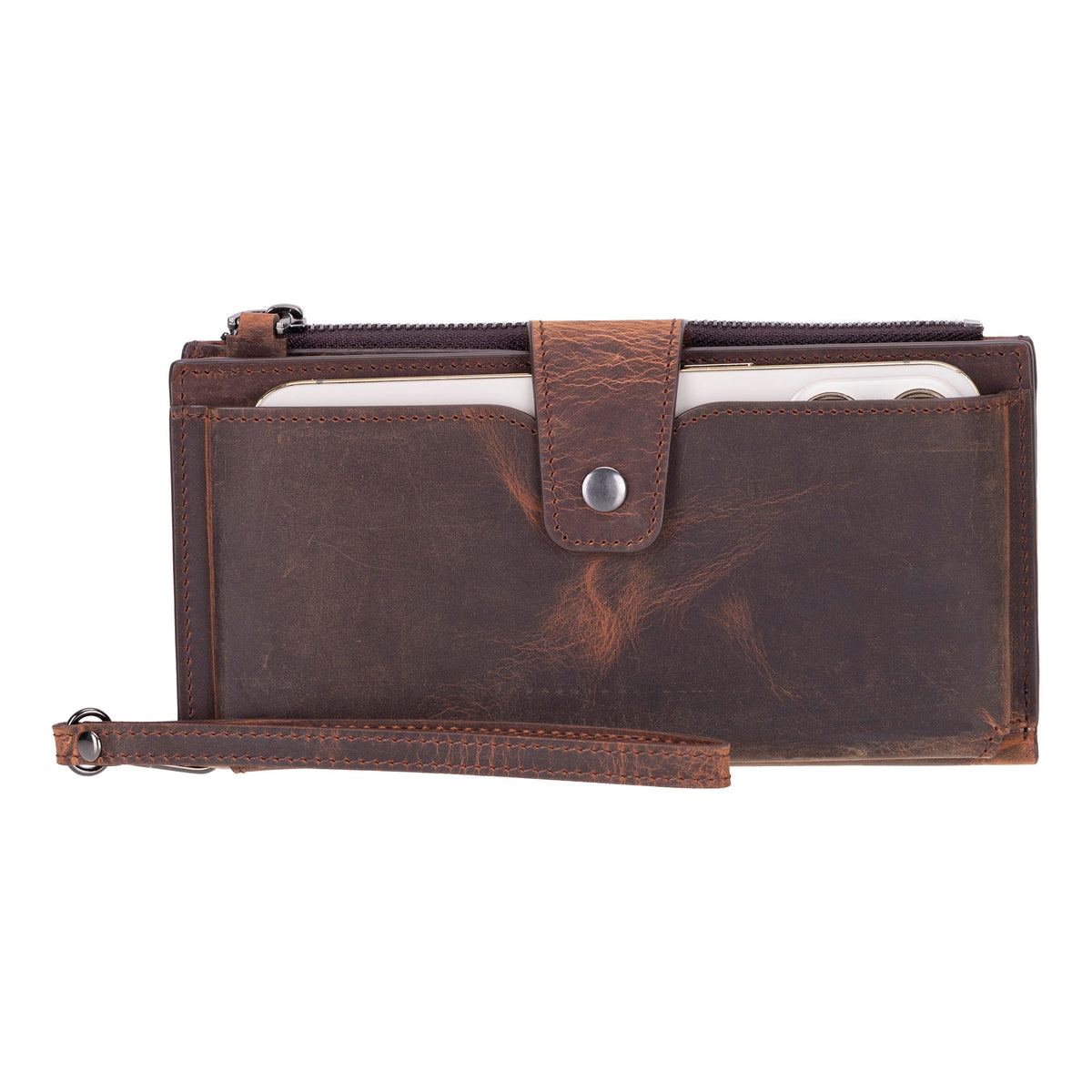 Hanger Leather Wallet – with Phone Compartment, Card Slots & Coin Pocket (Calista)