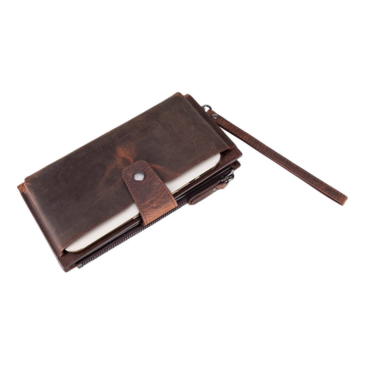 Hanger Leather Wallet – with Phone Compartment, Card Slots & Coin Pocket (Calista)
