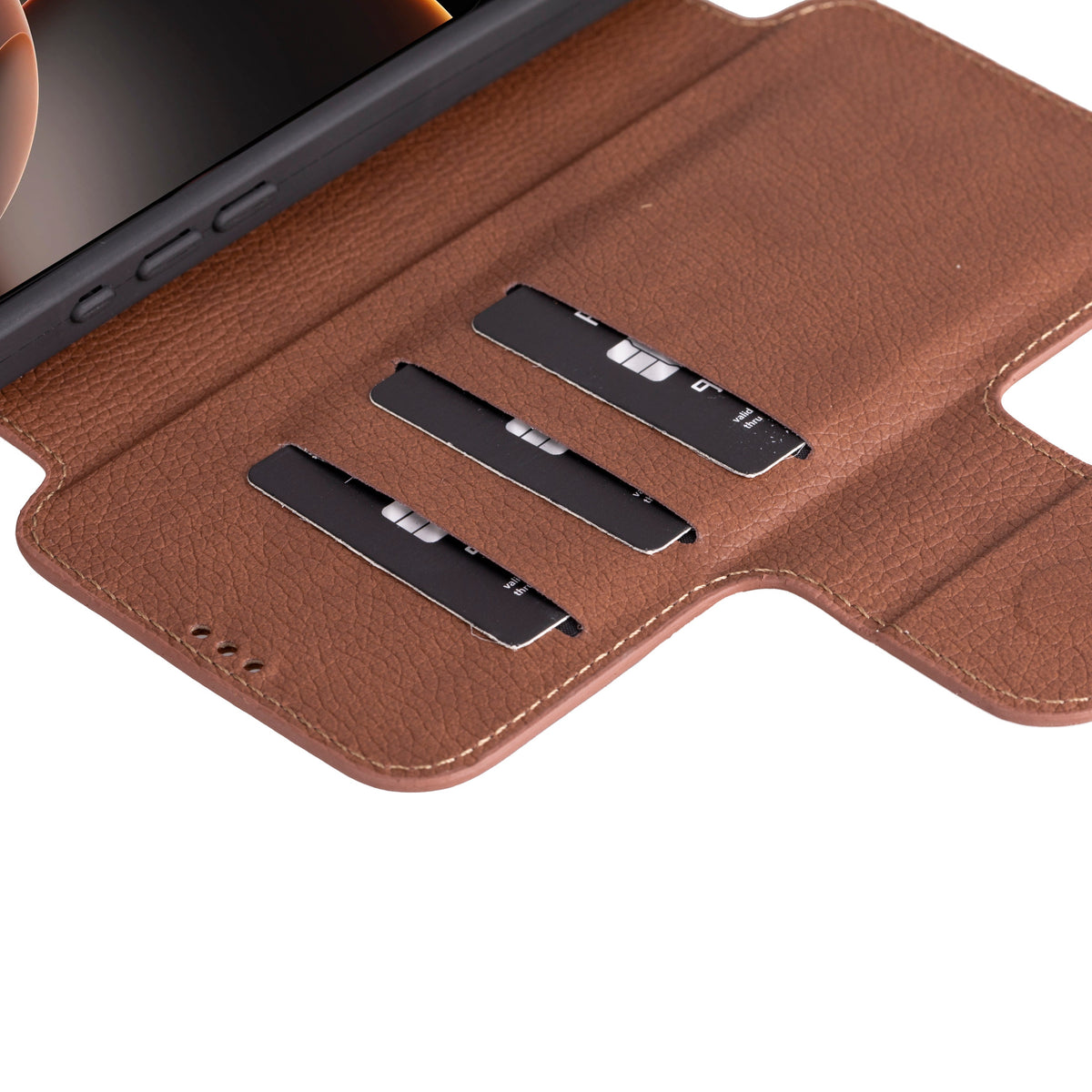 Leather Wallet Case for iPhone 16 Pro/Max: MagSafe, RFID Protection (Roma)