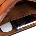Slim Leather Laptop Bag, Genuine Leather Case, Shoulder Strap (Elona)
