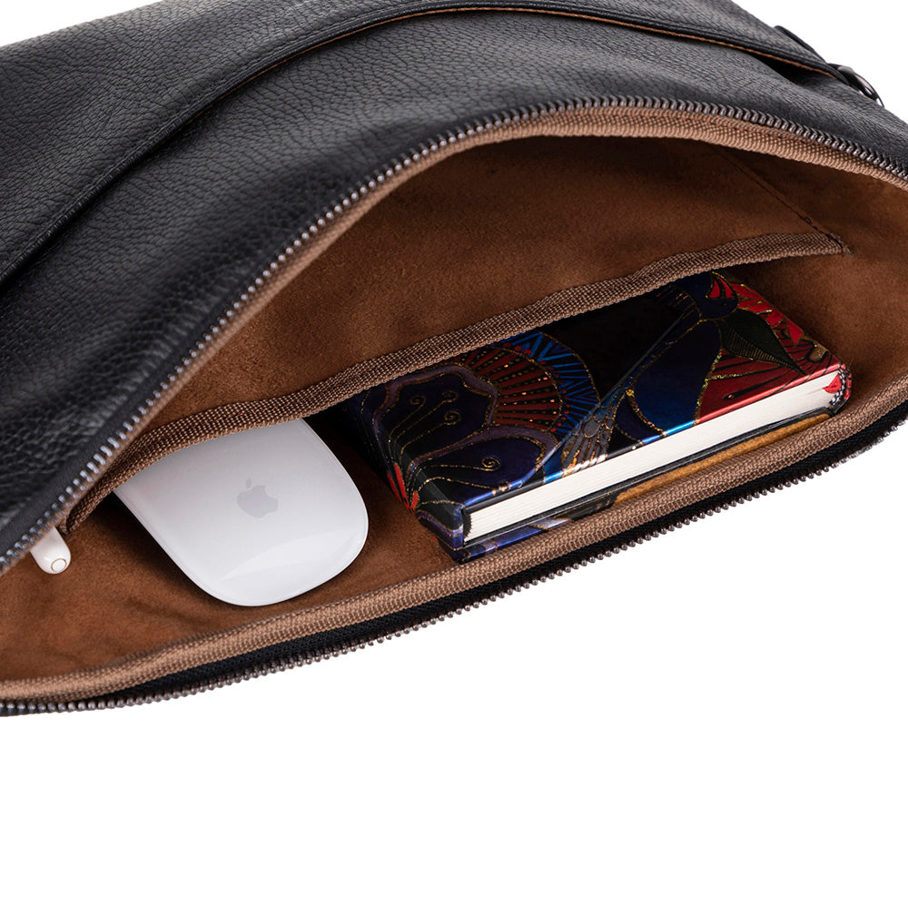 Slim Leather Laptop Bag, Genuine Leather Case, Shoulder Strap (Elona)