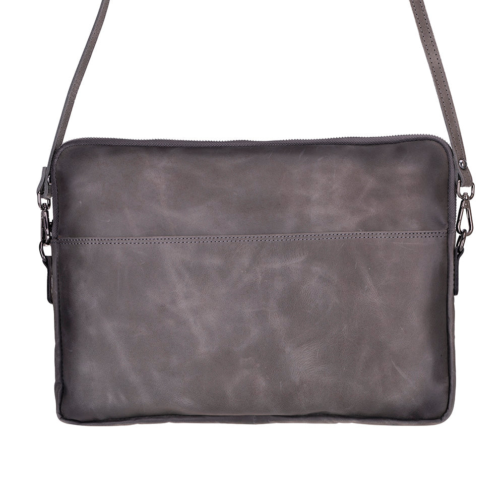 Slim Leather Laptop Bag, Genuine Leather Case, Shoulder Strap (Elona)