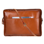 Slim Leather Laptop Bag, Genuine Leather Case, Shoulder Strap (Elona)