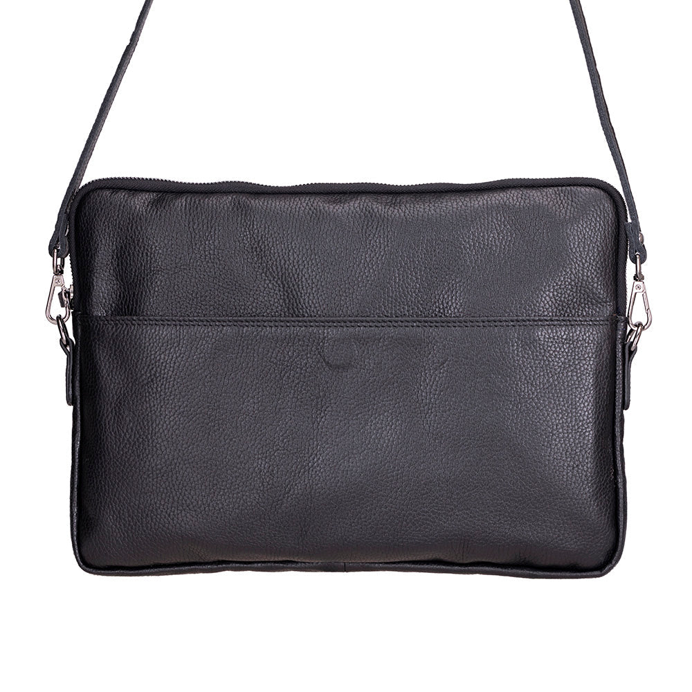 Slim Leather Laptop Bag, Genuine Leather Case, Shoulder Strap (Elona)