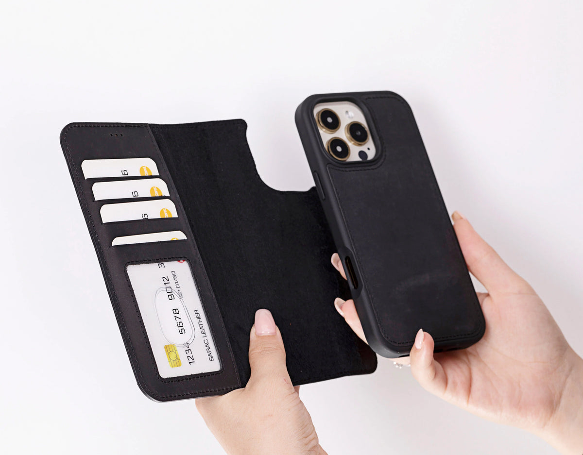 Liluri iPhone 16 Pro Max Detachable Leather Wallet Case