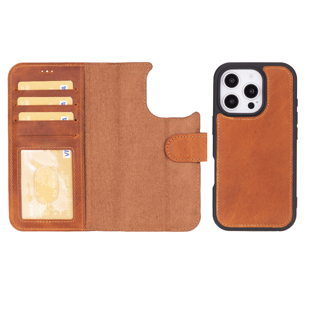 Leather iPhone 16 / Plus / Pro / Pro Max Wallet Case: MagSafe, RFID Protection (Arcane)