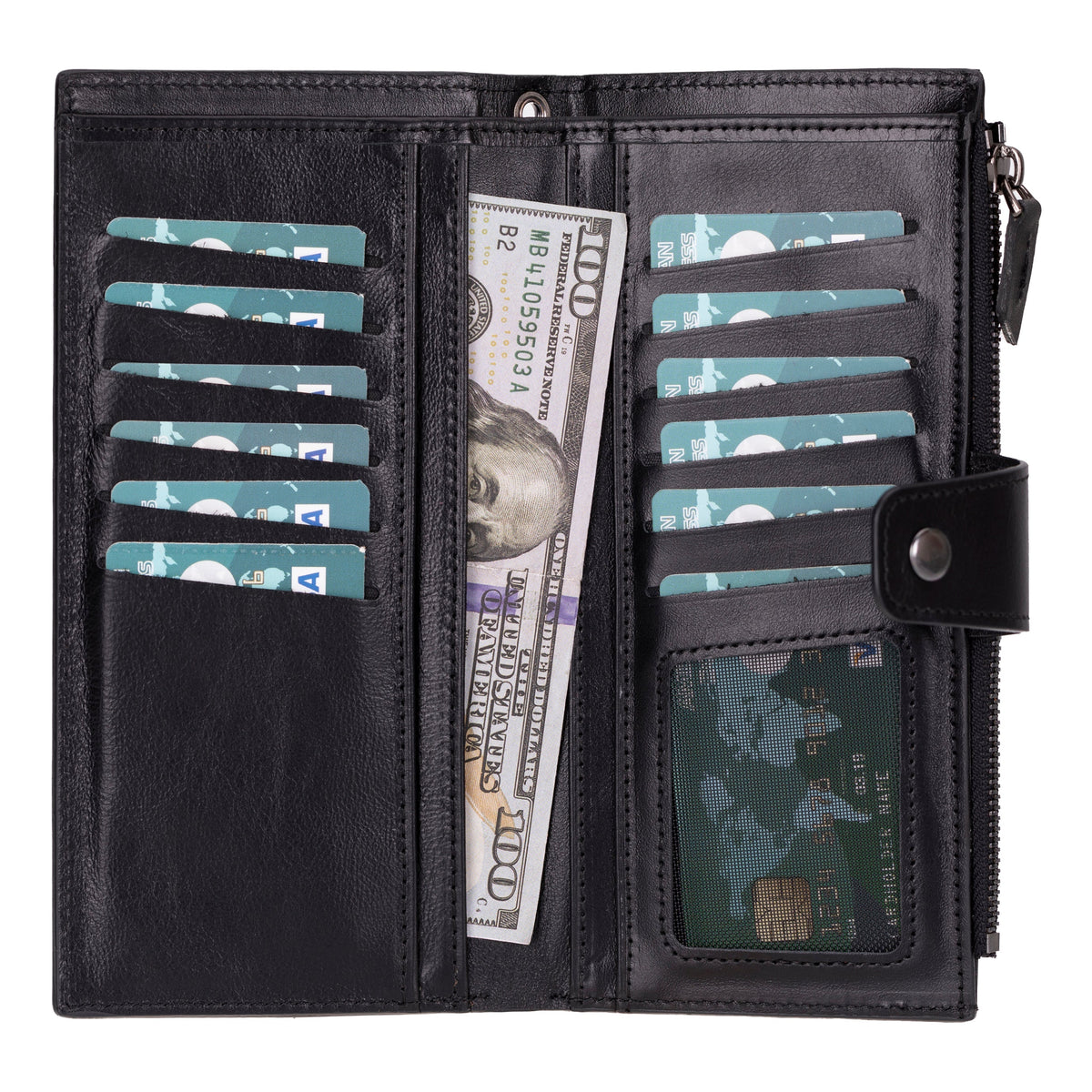 Hanger Leather Wallet – with Phone Compartment, Card Slots & Coin Pocket (Calista)