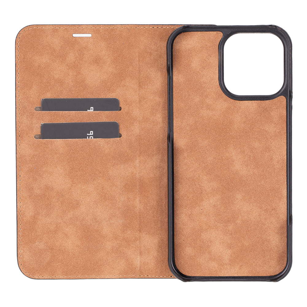 Leather iPhone 16 Pro/Max Folio Case: Wallet Cover with Stand (Presto)
