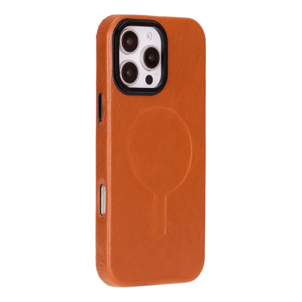 Orange phone case with a magnetic design on a white background