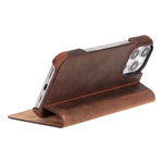 Leather iPhone 16 Pro/Max Folio Case: Wallet Cover with Stand (Presto)