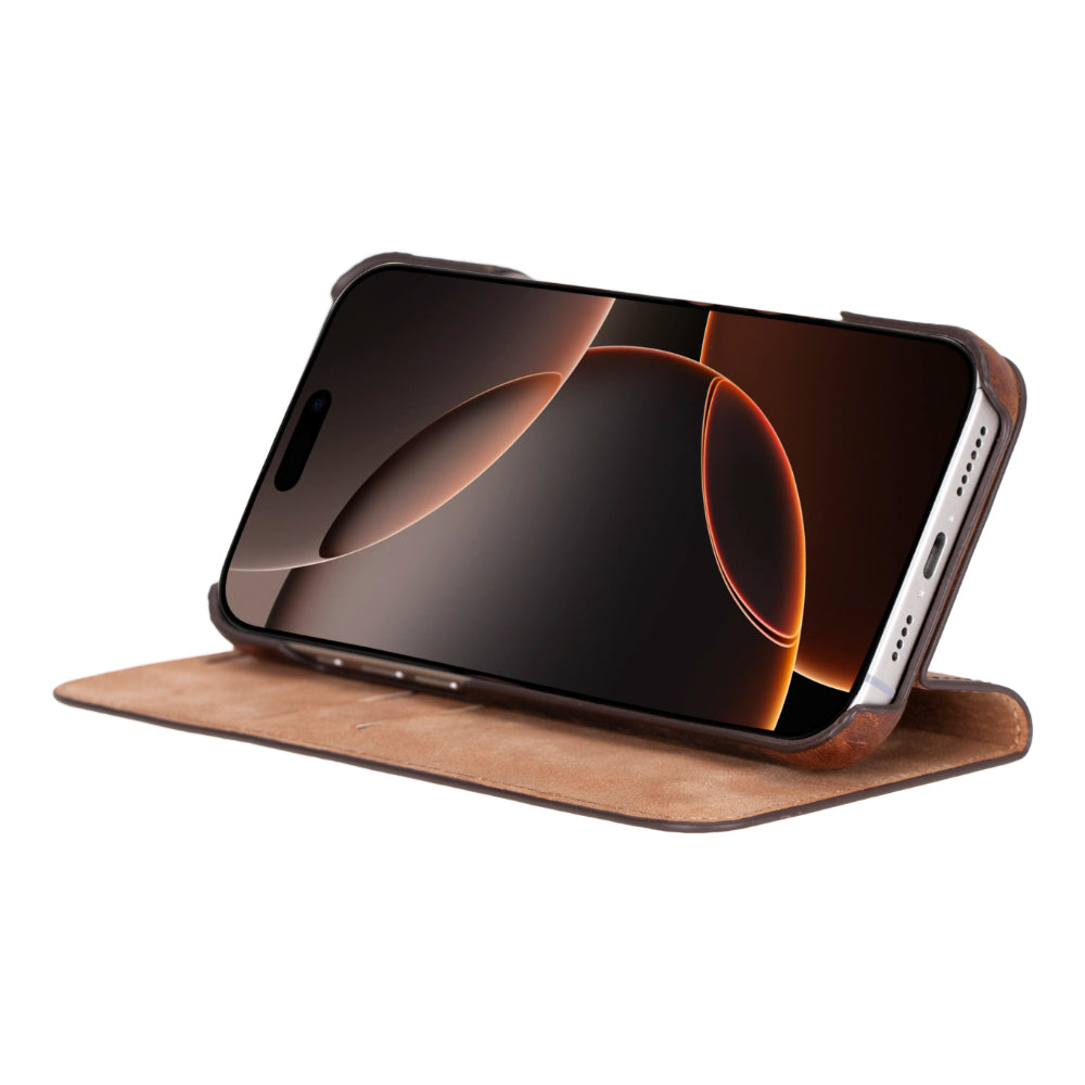 The Stockholm iPhone 16 Series Leather Folio Case