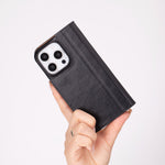 Leather iPhone 16 Pro/Max Folio Case: Wallet Cover with Stand (Presto)