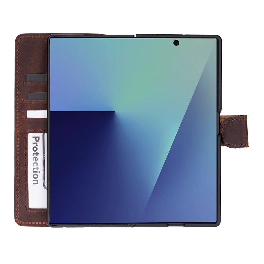 Handcrafted Leather Wallet Case for Samsung Galaxy Z Fold 7 – RFID Blocking