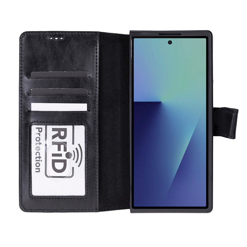 Handcrafted Leather Wallet Case for Samsung Galaxy Z Fold 7 – RFID Blocking