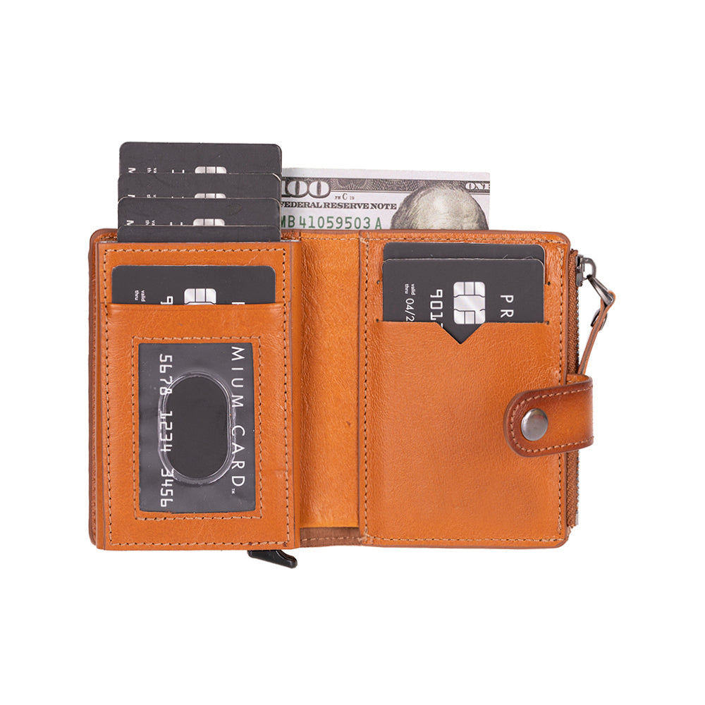 Leather Card Holder, RFID Blocking Slim Wallet with Quick-Access & Coin Pocket (Velto)