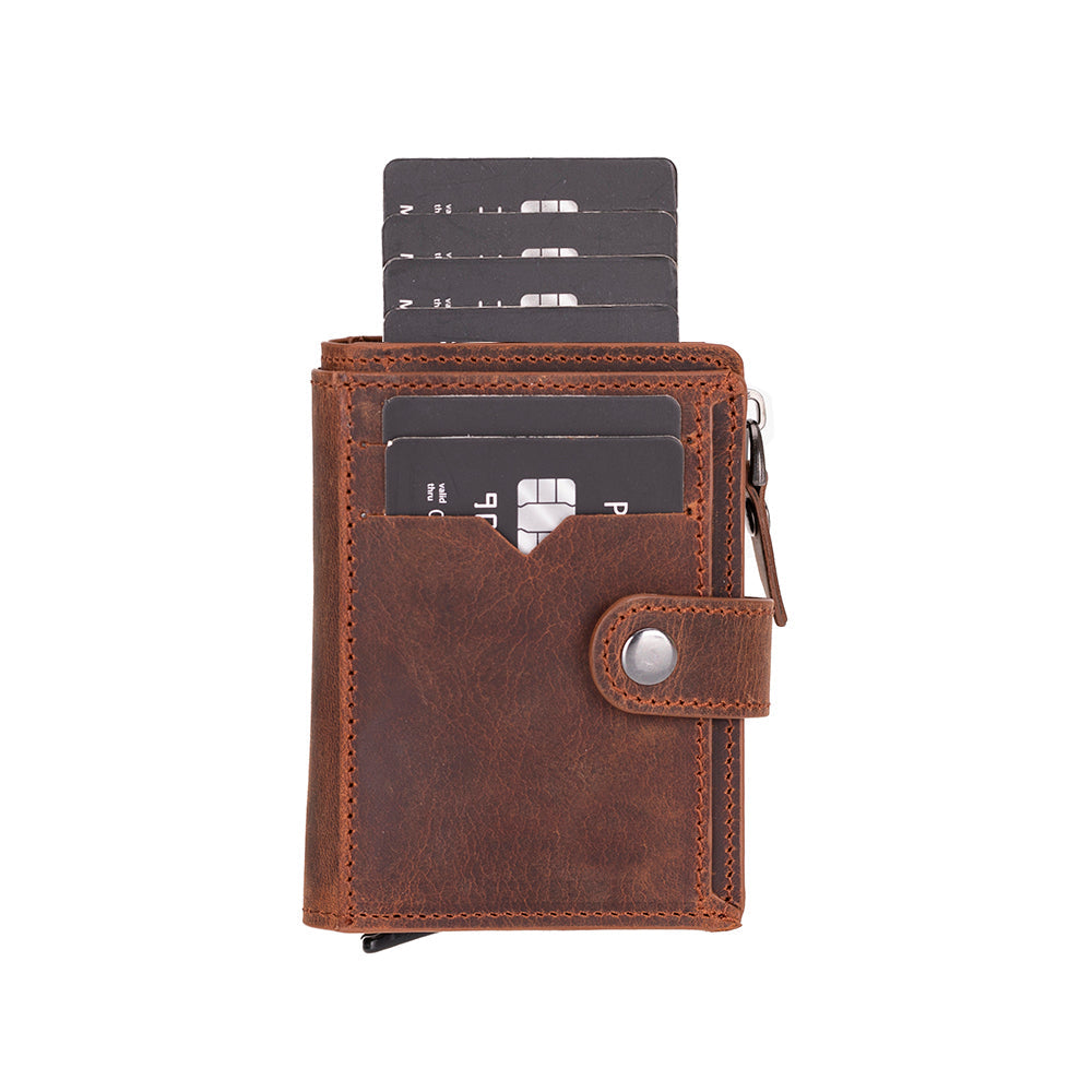 Leather Card Holder, RFID Blocking Slim Wallet with Quick-Access & Coin Pocket (Velto)