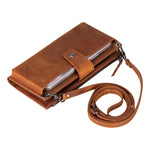 Crossbody Leather Wallet – with Phone Compartment, Card Slots & Shoulder Strap (Calista)